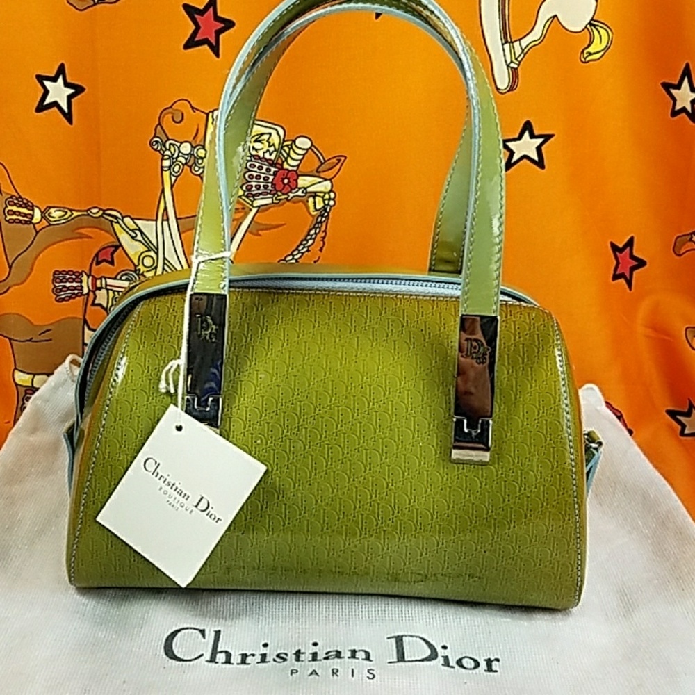 Auth. Christian Dior DIO Monogram Mini Satchel Bag